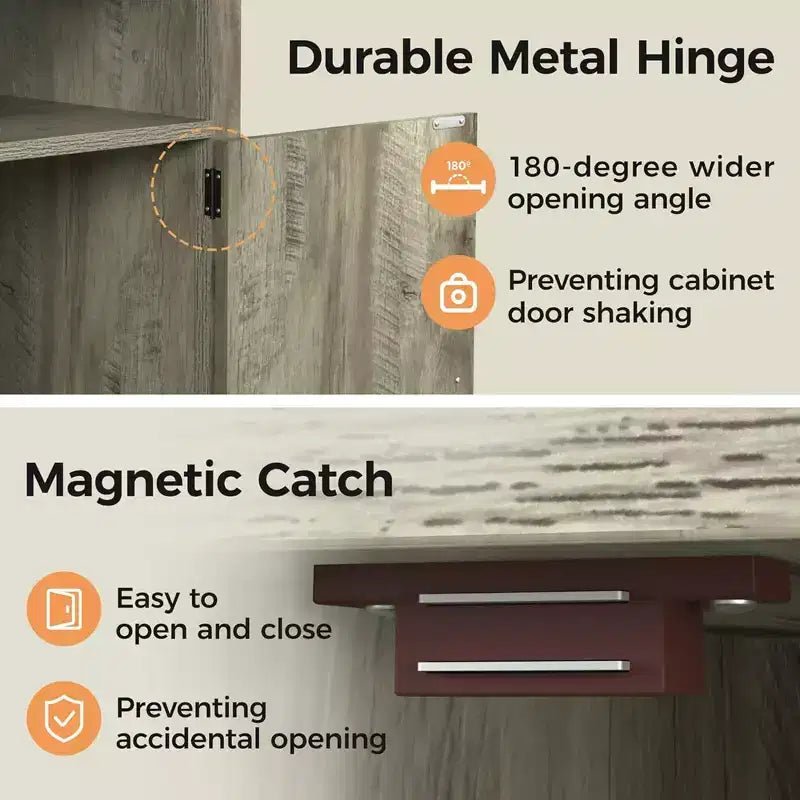 Table de chevet rustique avec station de recharge, ensemble de 2 tables d'appoint rustiques avec étagère de rangement pour chambre ou bureau, gris clair
