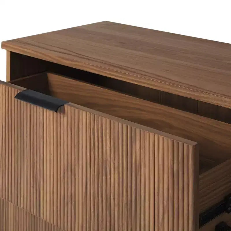Commode à 3 tiroirs en bois massif, design Mid-Century, finition peinte, grand espace de rangement avec glissières en bois, idéale pour les intérieurs modernes