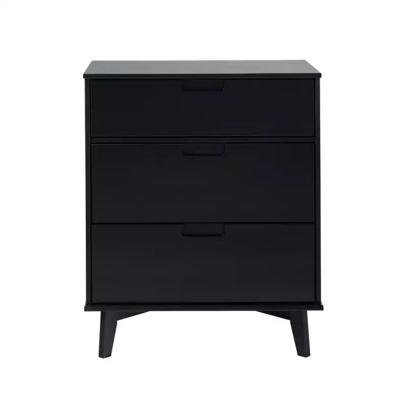 Commode à 3 tiroirs en bois massif, design Mid-Century, finition peinte, grand espace de rangement avec glissières en bois, idéale pour les intérieurs modernes