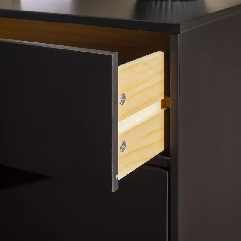 Commode à 3 tiroirs en bois massif, design Mid-Century, finition peinte, grand espace de rangement avec glissières en bois, idéale pour les intérieurs modernes