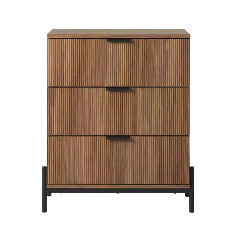 Commode à 3 tiroirs en bois massif, design Mid-Century, finition peinte, grand espace de rangement avec glissières en bois, idéale pour les intérieurs modernes