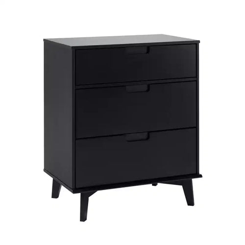 Okak 3-Drawer Solid Wood Dresser Mid-Century Design, Painted Finish, Ample Storage with Wood Runners, Ideal for Modern