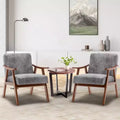 MAYEERTY Mid Century Wingback Accent Chair Solid Wood Frame Thick Backrest Lounge Chair for Living Room