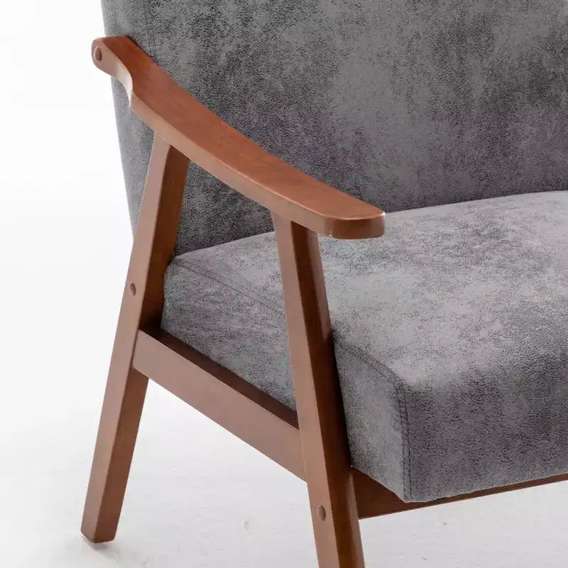 Fauteuil d'appoint à oreilles de style Mid-Century avec cadre en bois massif et dossier épais pour salon