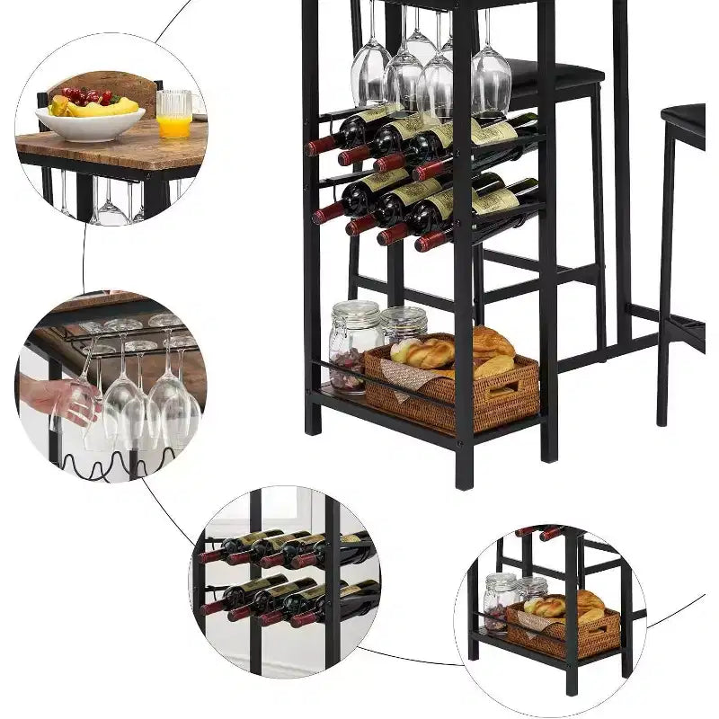 Ensemble de tabourets de bar, tabourets de bar rembourrés avec pieds en métal, repose-pieds et dossier, assise en PU, chaises hauteur cuisine