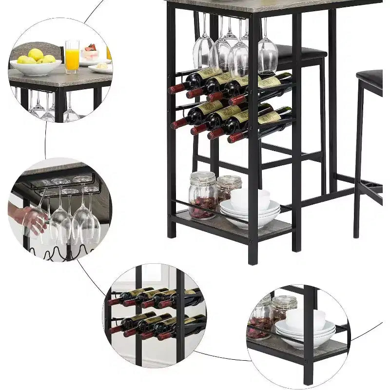 Ensemble de tabourets de bar, tabourets de bar rembourrés avec pieds en métal, repose-pieds et dossier, assise en PU, chaises hauteur cuisine