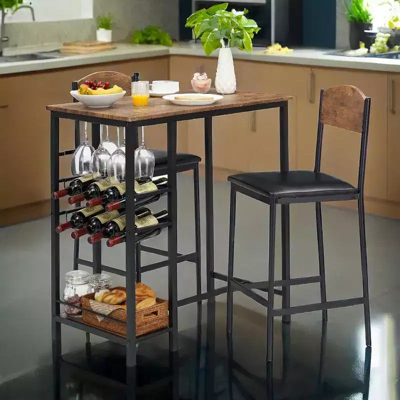 Ensemble de tabourets de bar, tabourets de bar rembourrés avec pieds en métal, repose-pieds et dossier, assise en PU, chaises hauteur cuisine