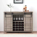 Acekool Bar Cabinet, 47 Buffet Server Sideboard with Sliding Barn Doors, Farmhouse Storage Cabinet with Adjustable Shelf for Dining Room Light Ivory