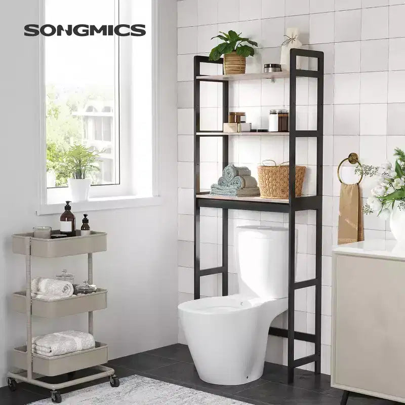 Étagère de rangement au-dessus des toilettes, organisateur de salle de bain à 3 niveaux au-dessus des toilettes avec étagères réglables
