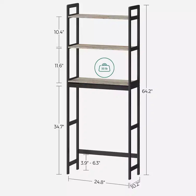 Étagère de rangement au-dessus des toilettes, organisateur de salle de bain à 3 niveaux au-dessus des toilettes avec étagères réglables