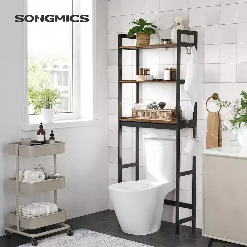 Étagère de rangement au-dessus des toilettes, organisateur de salle de bain à 3 niveaux au-dessus des toilettes avec étagères réglables