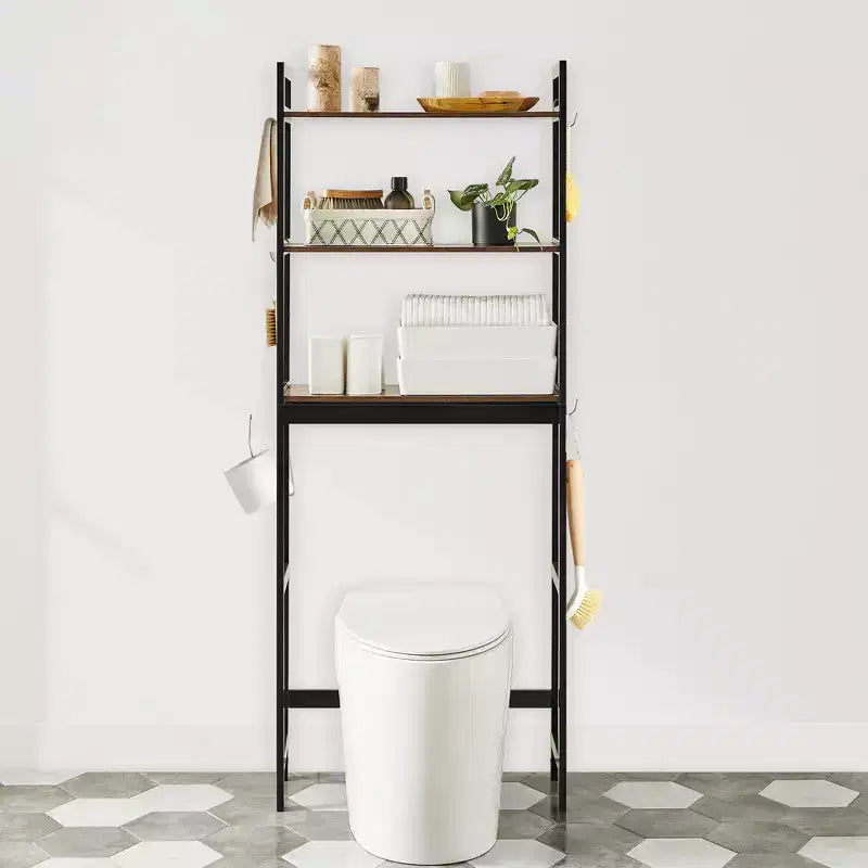 Étagère de rangement au-dessus des toilettes, organisateur de salle de bain à 3 niveaux au-dessus des toilettes avec étagères réglables