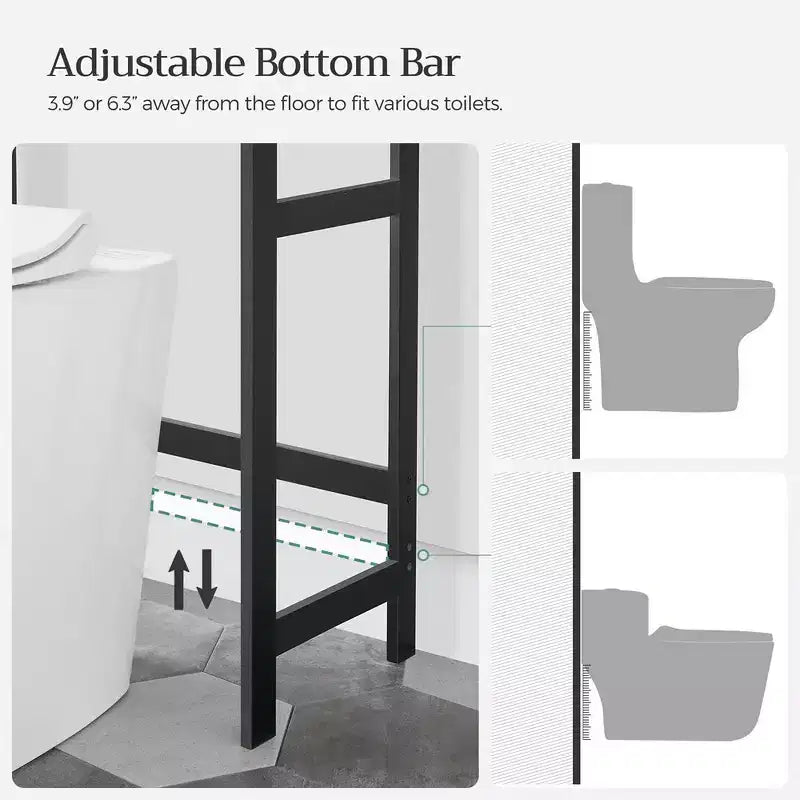 Étagère de rangement au-dessus des toilettes, organisateur de salle de bain à 3 niveaux au-dessus des toilettes avec étagères réglables