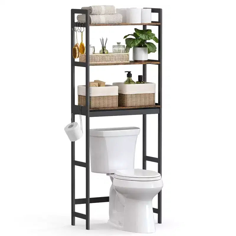 SONGMICS Over The Toilet Storage, 3-Tier Bathroom Organizer Over Toilet with Adjustable Shelves