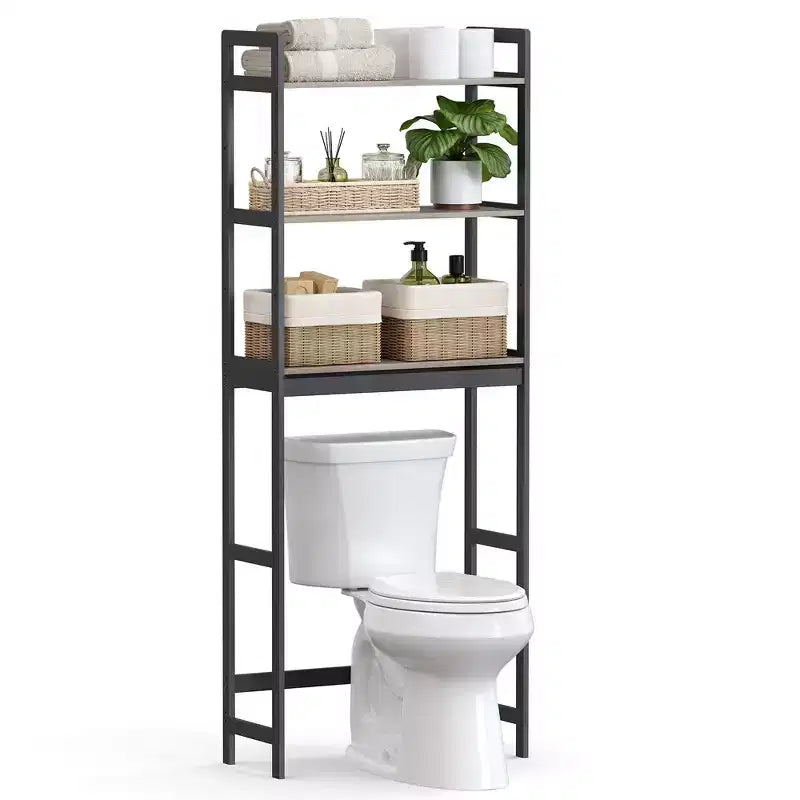 Étagère de rangement au-dessus des toilettes, organisateur de salle de bain à 3 niveaux au-dessus des toilettes avec étagères réglables