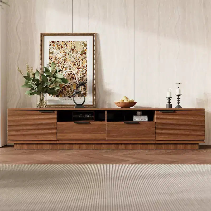GDFStudio Yaakov 78 Modern Minimalist TV Stand with Sleek lines, 2 Deep Drawers and Open Shelves