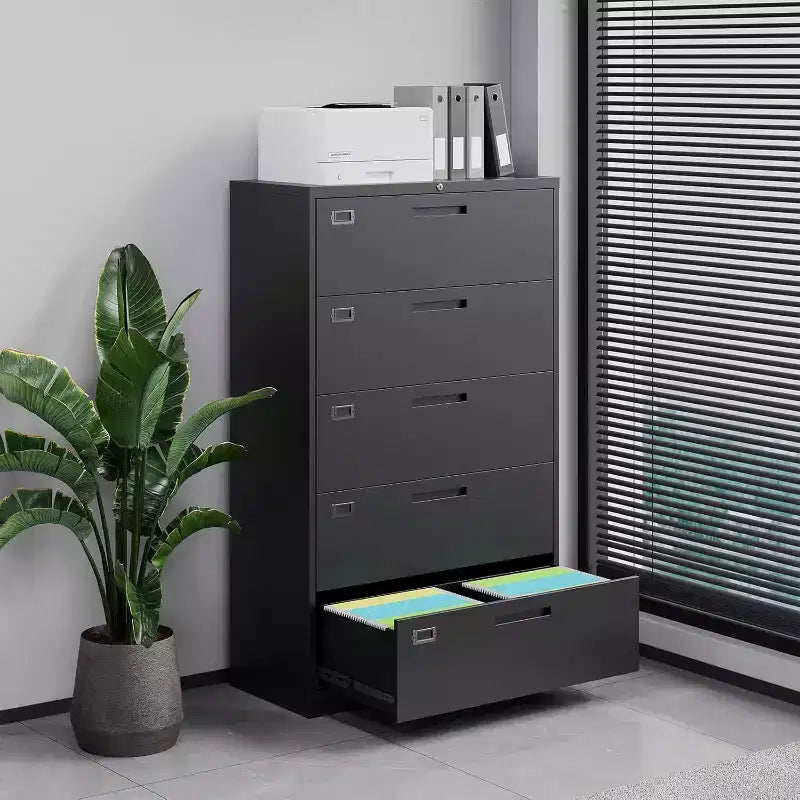 Classeurs métalliques latéraux avec serrure 5 tiroirs pour dossiers suspendus à usage domestique/bureau format lettre