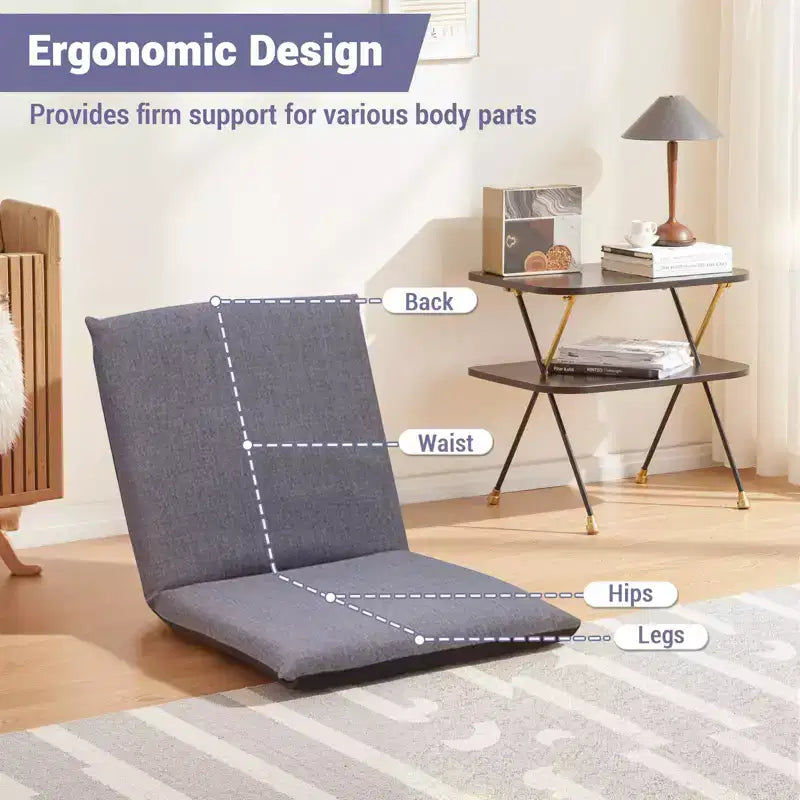 Chaise longue pliable 83x41x17.5cm, siège rembourré en coton réglable 6 positions pour salon et terrasse