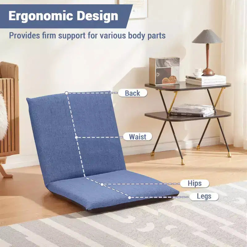 Chaise longue pliable 83x41x17.5cm, siège rembourré en coton réglable 6 positions pour salon et terrasse