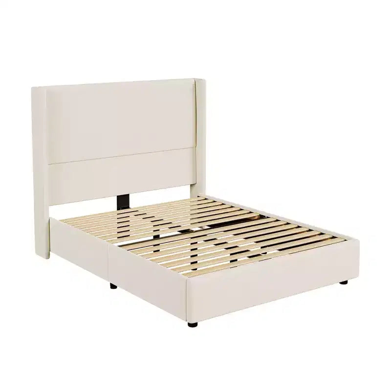 Lit souple en lin naturel, hauteur 140 cm, structure renforcée, convient aux matelas de 20-35 cm d'épaisseur, pas besoin de sommier tapissier