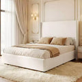 Dyonery natural linen soft bed, 55 inches in height, reinforced structure, suitable for 8-14 inch thick mattresses, no need for spring box