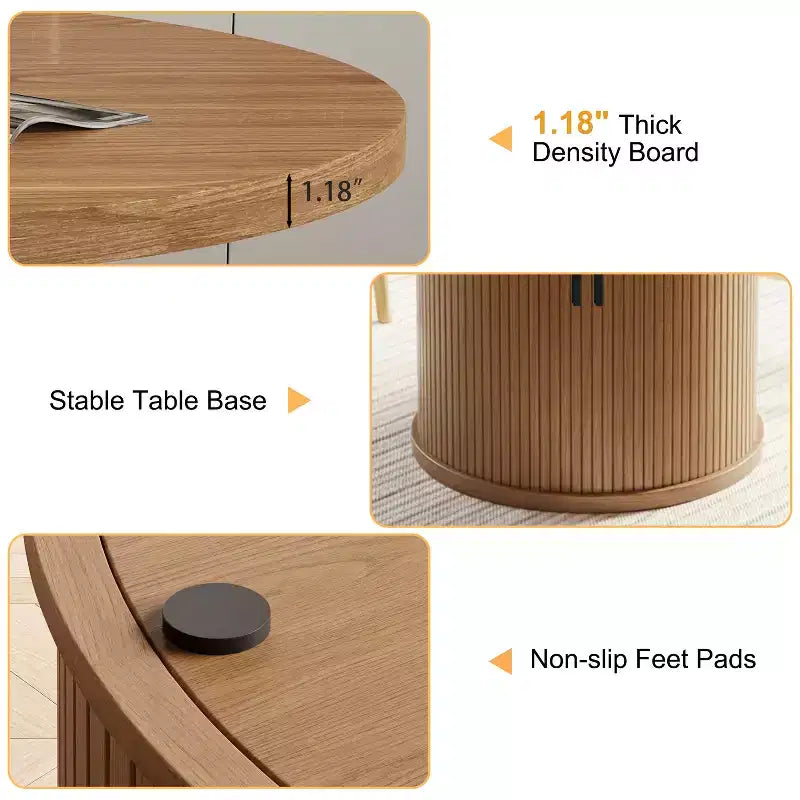 35 tables à manger circulaires pour quatre personnes, de type moderne avec espace de rangement à double couche et portes coulissantes