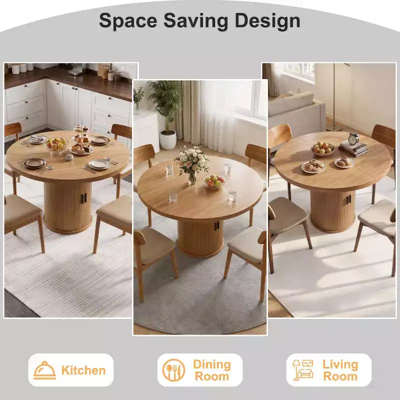 35 tables à manger circulaires pour quatre personnes, de type moderne avec espace de rangement à double couche et portes coulissantes