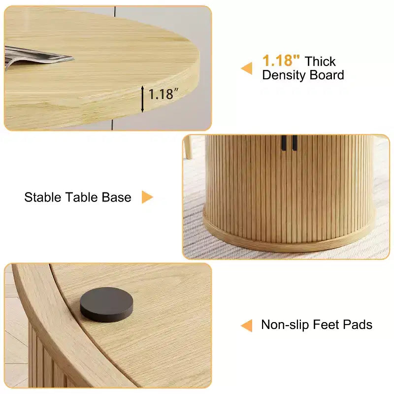 35 tables à manger circulaires pour quatre personnes, de type moderne avec espace de rangement à double couche et portes coulissantes