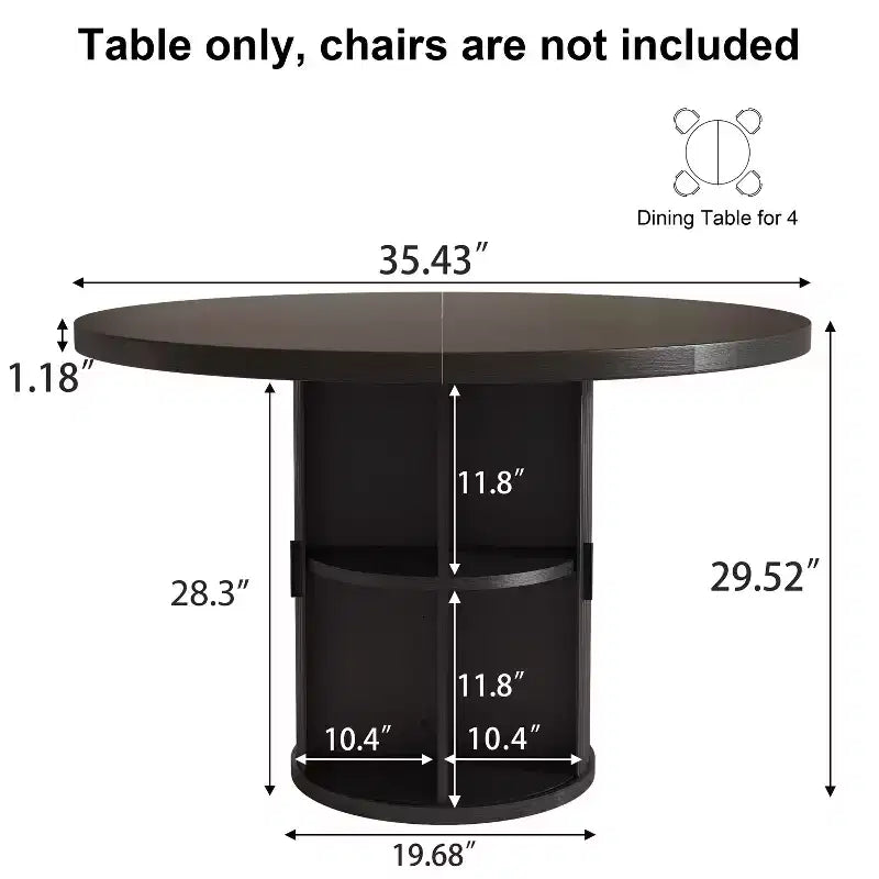 35 tables à manger circulaires pour quatre personnes, de type moderne avec espace de rangement à double couche et portes coulissantes