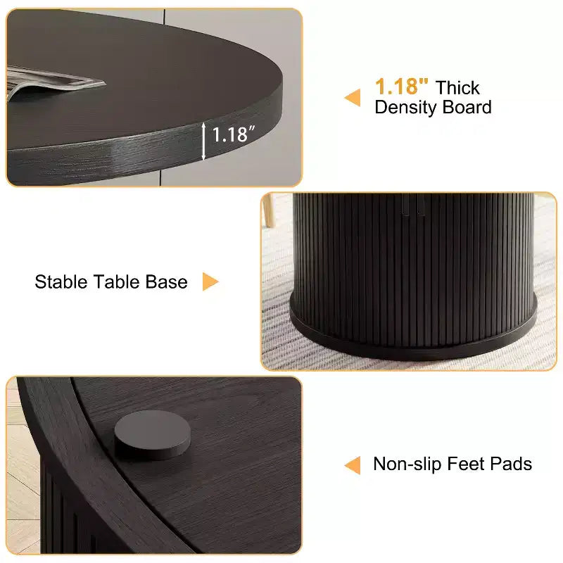 35 tables à manger circulaires pour quatre personnes, de type moderne avec espace de rangement à double couche et portes coulissantes