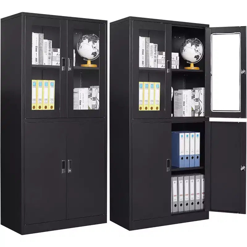 BALHAM TRADE-71 Large filing cabinet Set of 1 - with Glass Doors and Adjustable Shelves for Office Home