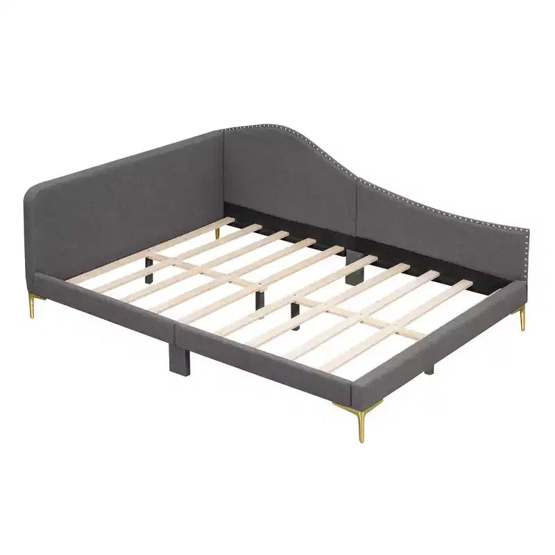 Lit de repos moderne en lin avec tête de lit