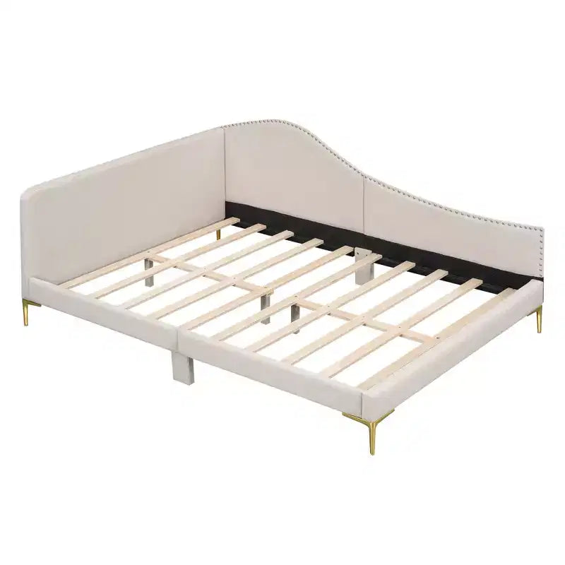 Lit de repos moderne en lin avec tête de lit