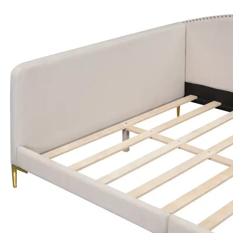Lit de repos moderne en lin avec tête de lit