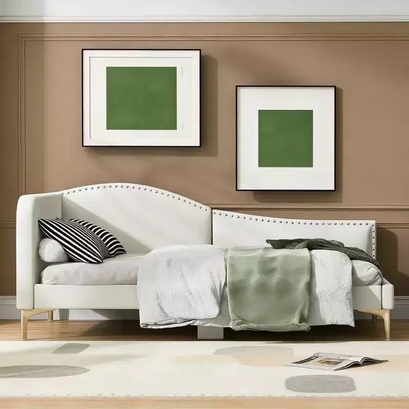 Luxystar Modern Linen Upholstered Daybed with Headboard