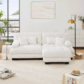 MAYEERTY Cloud Sectional Sofa with 2 Seater 2 Lumbar Pillows 2 Throw Pillows Upholstered Wide Arm Convertible Ottoman for Living Room White