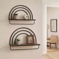 Rainbow Style Wall Mounted Shelf - Modern Hanging Wood and Metal Frame Storage Organizer for Home Decor - Set of 2, 20, 16