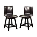 Set of 2 Bronswood Curved Body Swivel Counter Height Barstools Black: Upholstered Faux Leather, Wood Frame - HOMES: Inside + Out