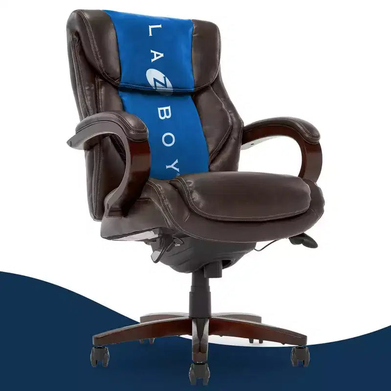 La-Z-Boy Executive Chair Coffee: Upholstered Swivel Recliner, Wood Frame, Adjustable Height