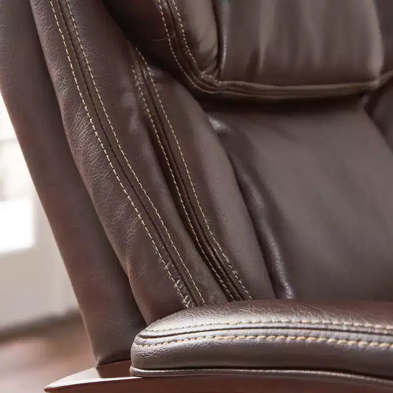 Chaise de bureau exécutive Coffee : fauteuil inclinable pivotant rembourré, cadre en bois, hauteur réglable
