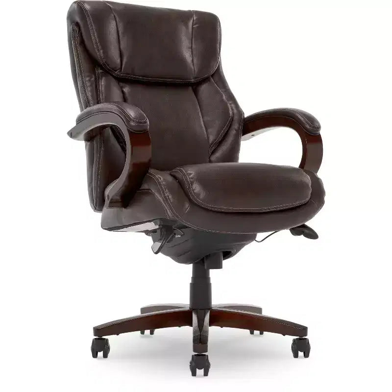 Chaise de bureau exécutive Coffee : fauteuil inclinable pivotant rembourré, cadre en bois, hauteur réglable