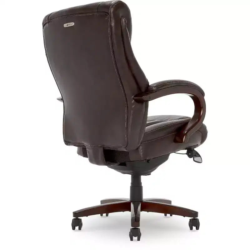 Chaise de bureau exécutive Coffee : fauteuil inclinable pivotant rembourré, cadre en bois, hauteur réglable