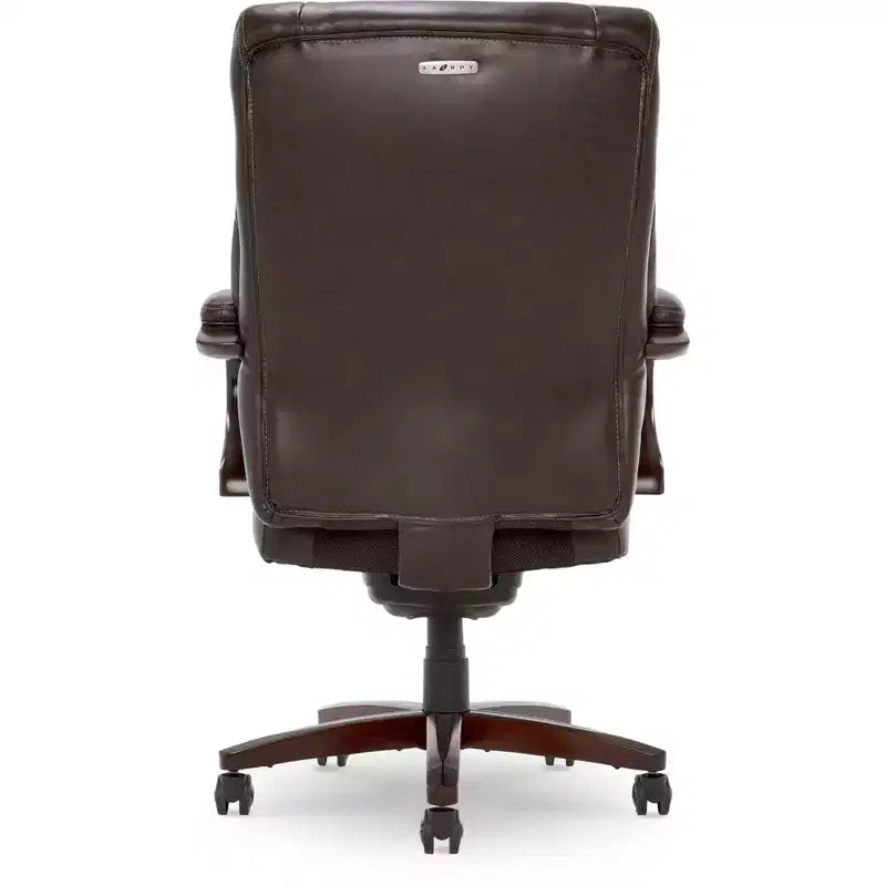 Chaise de bureau exécutive Coffee : fauteuil inclinable pivotant rembourré, cadre en bois, hauteur réglable